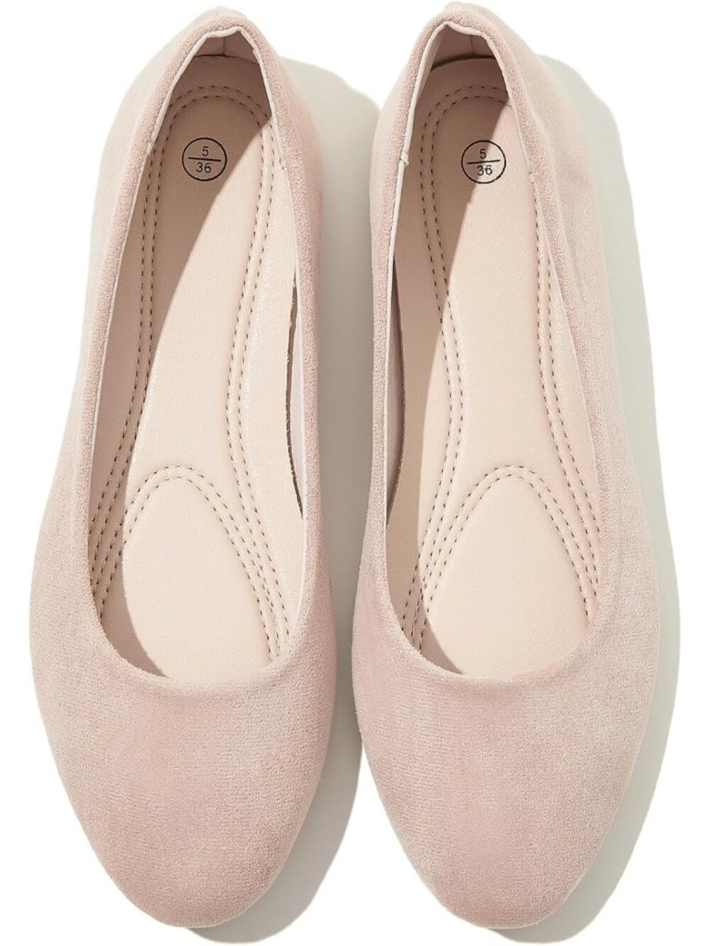 Women's Nude Suede Comfortable Round Toe Black Ballet Flats Dressy Work Shoes